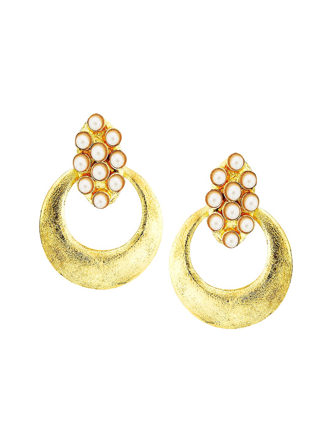 Kshitij Jewels Gold-Toned Contemporary Drop Earrings Price in India