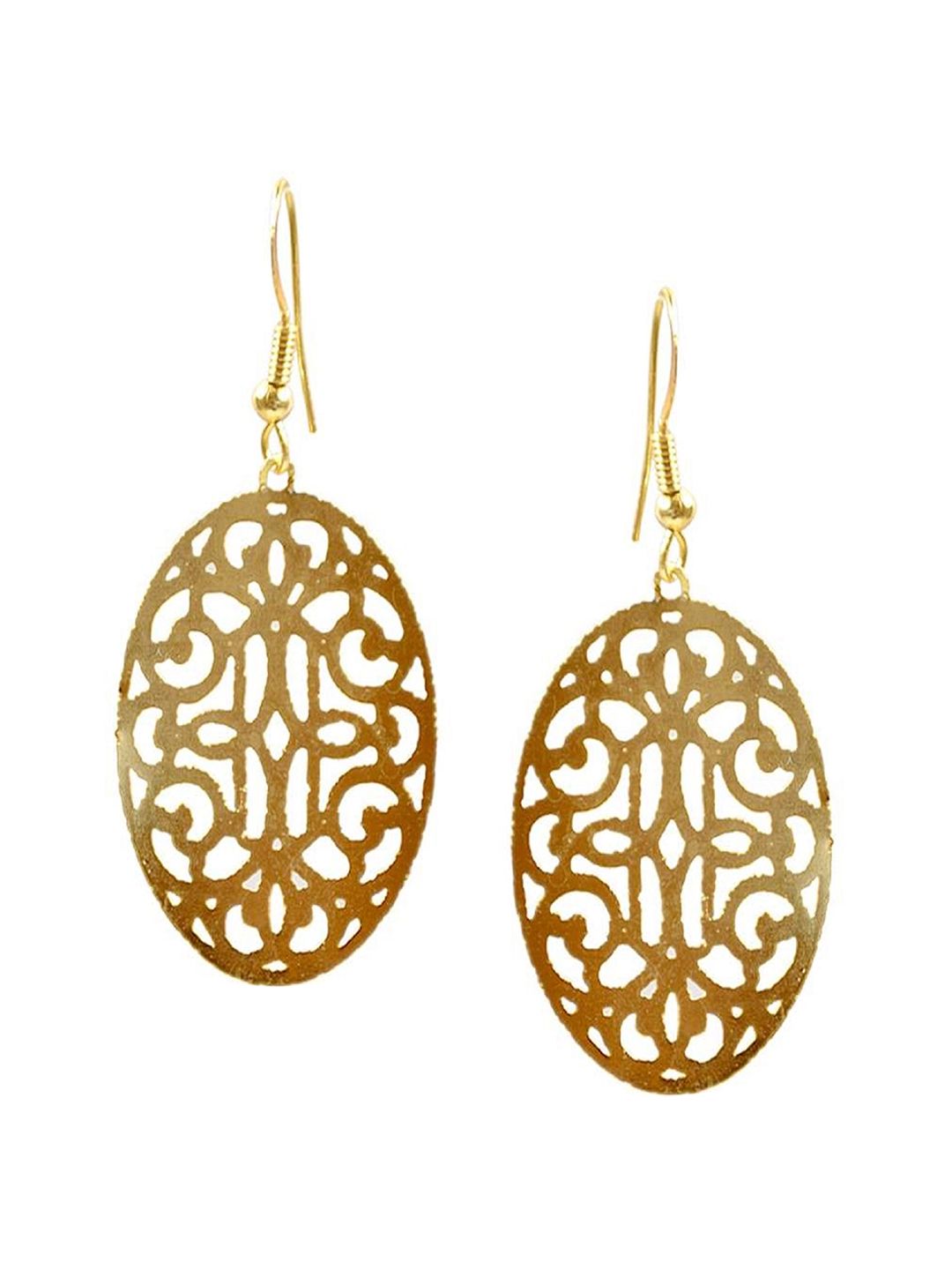 Kshitij Jewels Gold-Toned Contemporary Drop Earrings Price in India