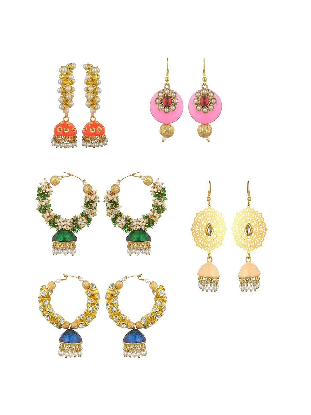 Kshitij Jewels Multicoloured Contemporary Hoop Earrings Price in India