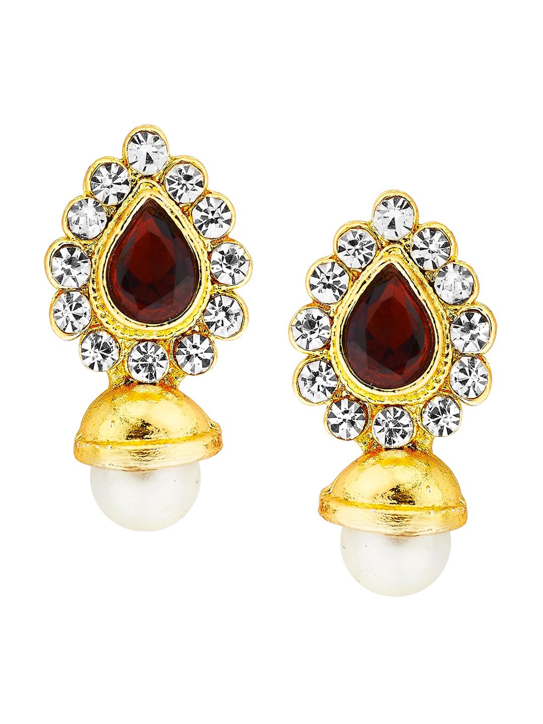 Kshitij Jewels Maroon Contemporary Studs Earrings Price in India