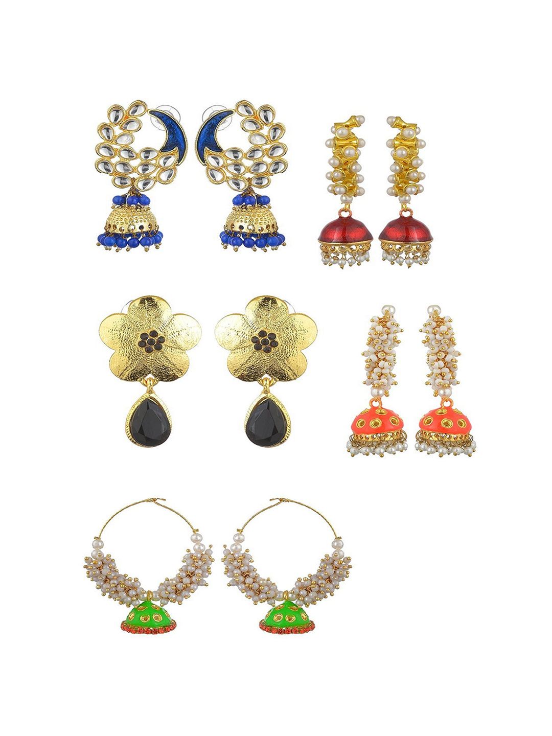 Kshitij Jewels Multicoloured Contemporary Jhumkas Earrings Price in India