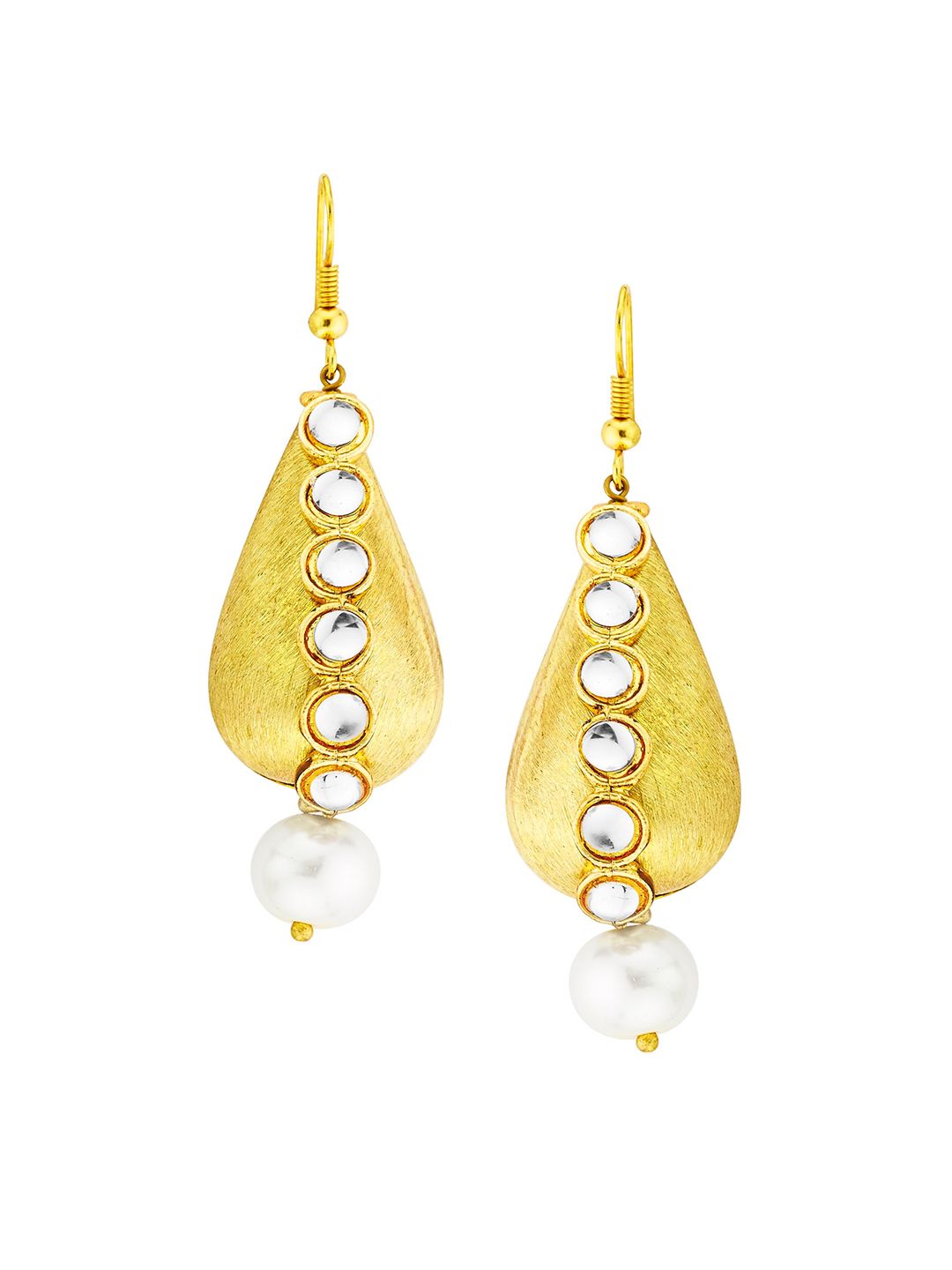 Kshitij Jewels Gold-Toned Contemporary Drop Earrings Price in India