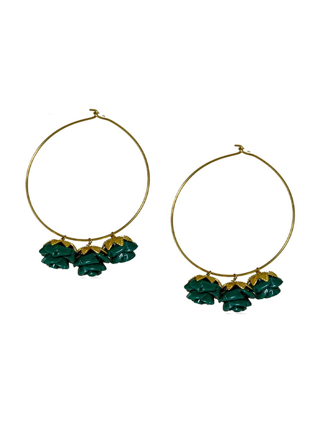 Kshitij Jewels Green Contemporary Hoop Earrings Price in India