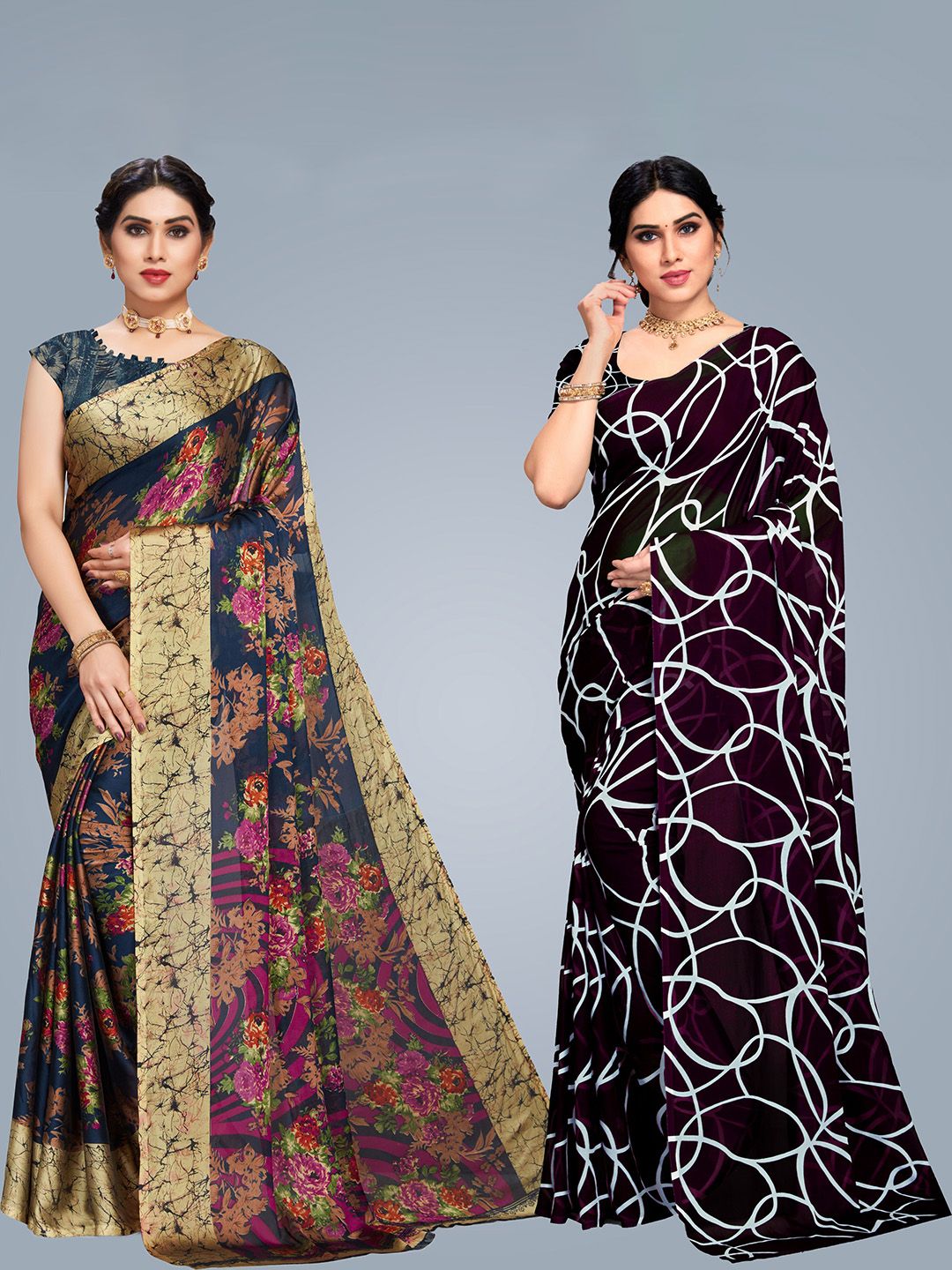 MS RETAIL Multicoloured & Black Floral Saree Price in India