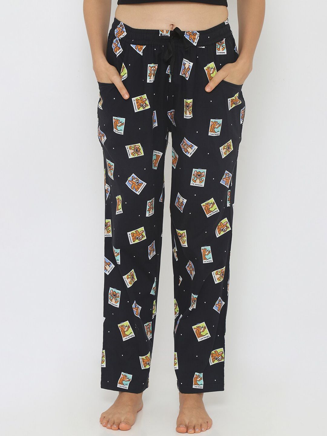 Smugglerz Women Black Printed Lounge Pants Price in India