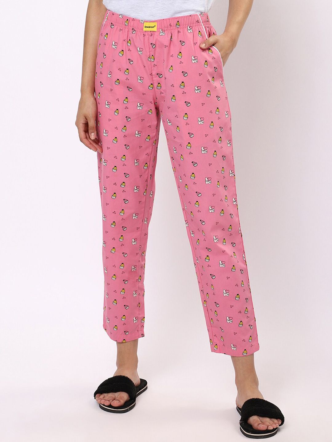 Bewakoof Women Pink Printed Lounge Pants Price in India