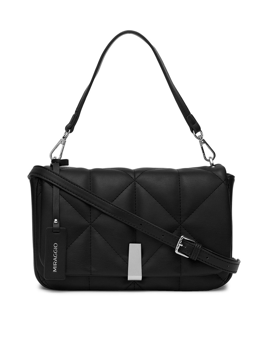 MIRAGGIO Black PU Structured Satchel with Bow Detail Price in India