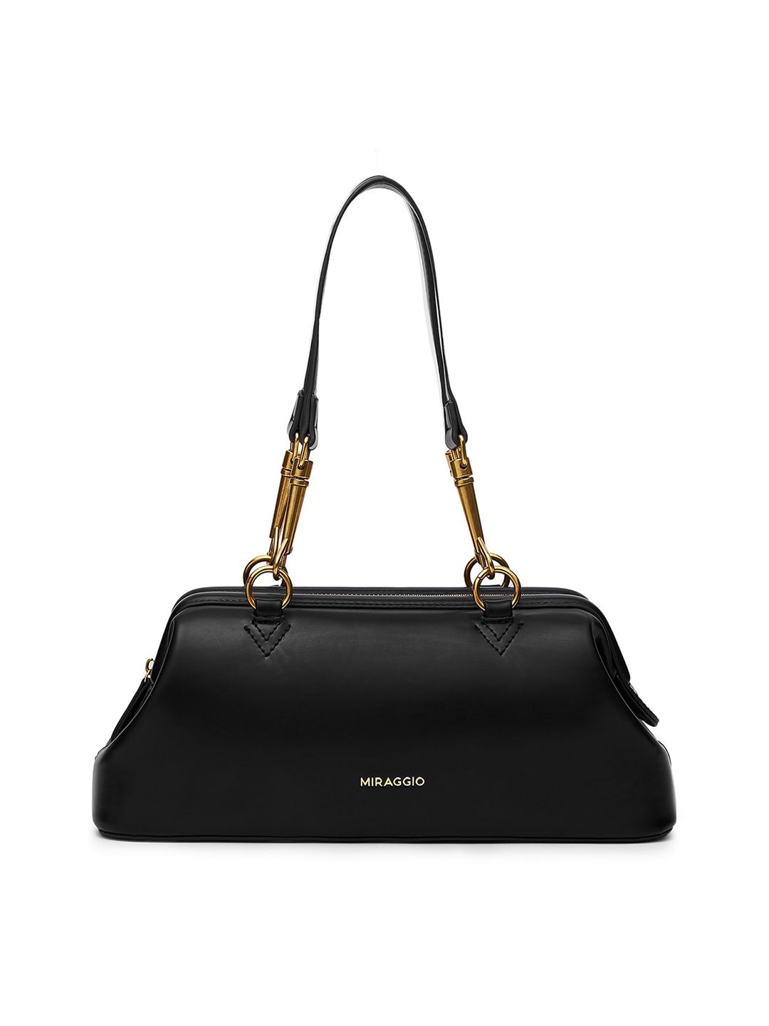 MIRAGGIO Black Structured Shoulder Bag Price in India