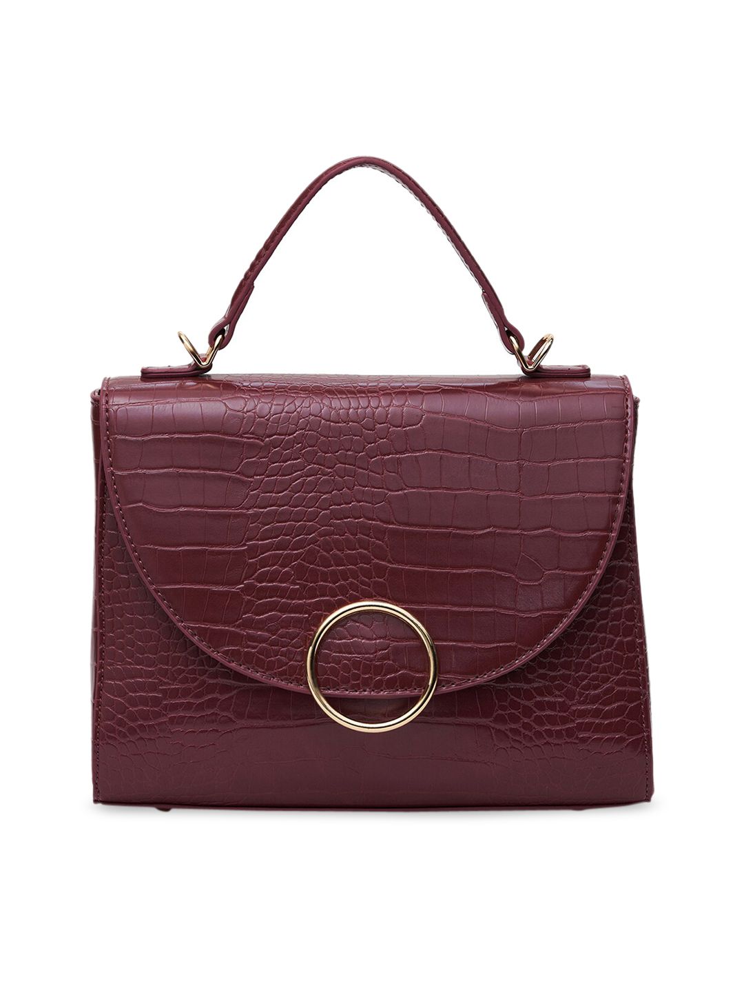 MIRAGGIO Maroon Animal Textured PU Structured Satchel Price in India