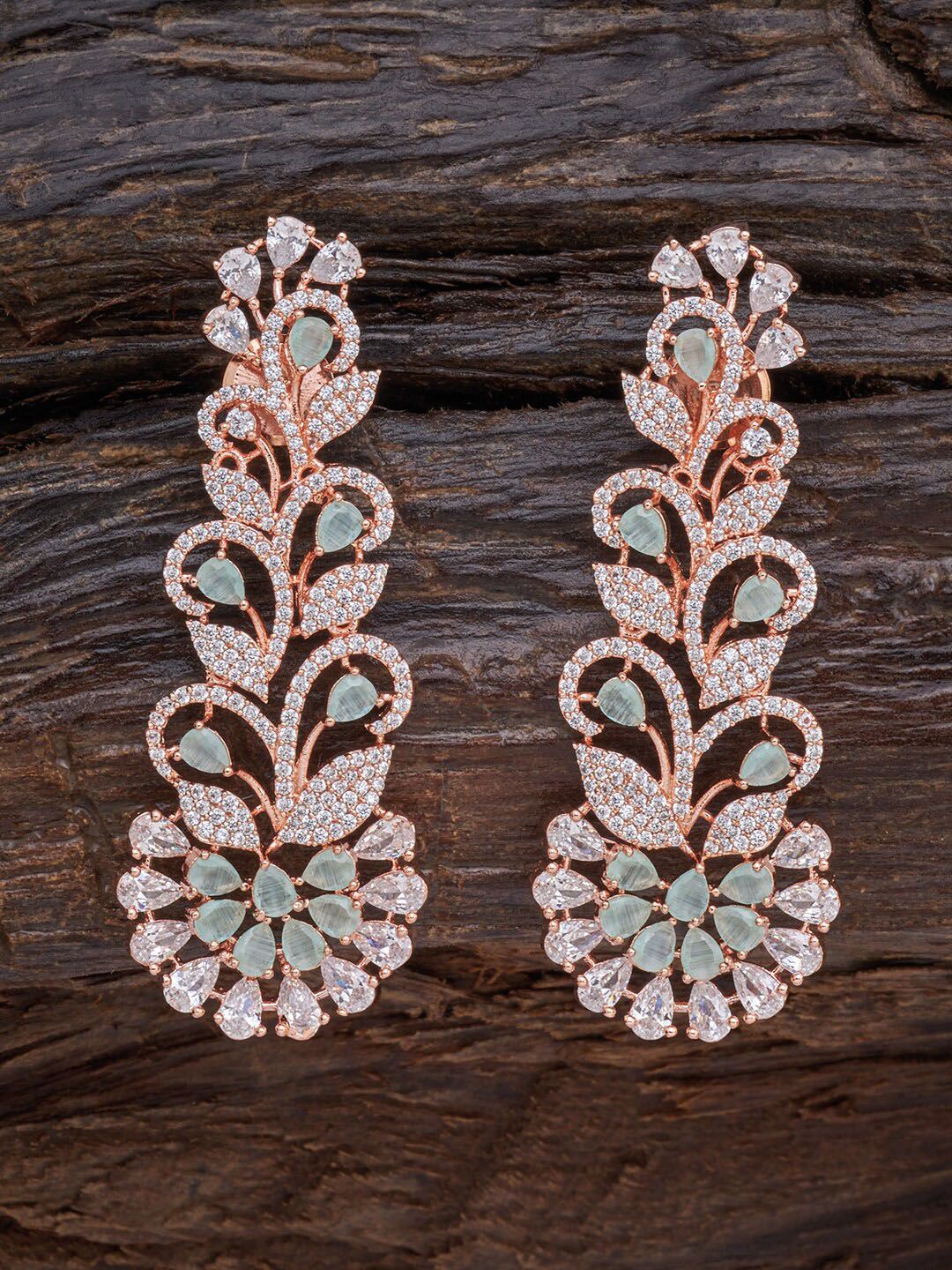 Kushal's Fashion Jewellery Sea Green Floral Studs Earrings Price in India