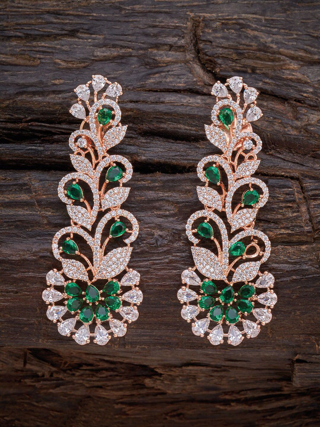 Kushal's Fashion Jewellery Green Floral Drop Earrings Price in India