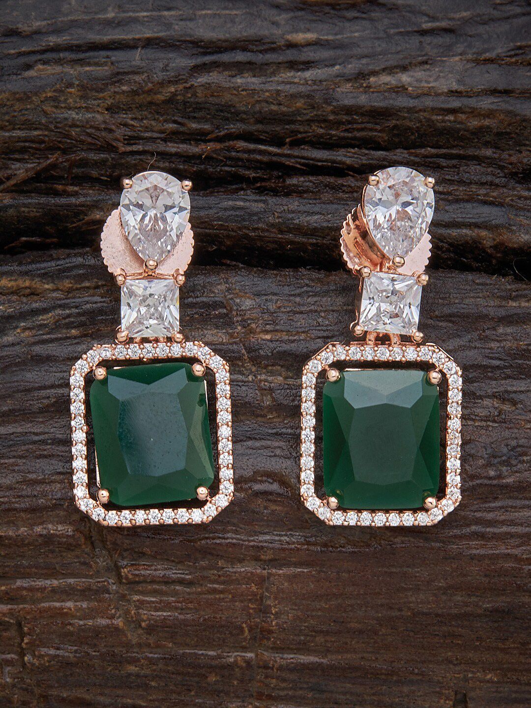 Kushal's Fashion Jewellery Green Square Drop Earrings Price in India