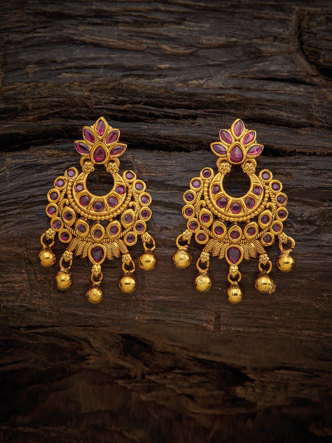 Kushal's Fashion Jewellery Red Crescent Shaped Drop Earrings Price in India