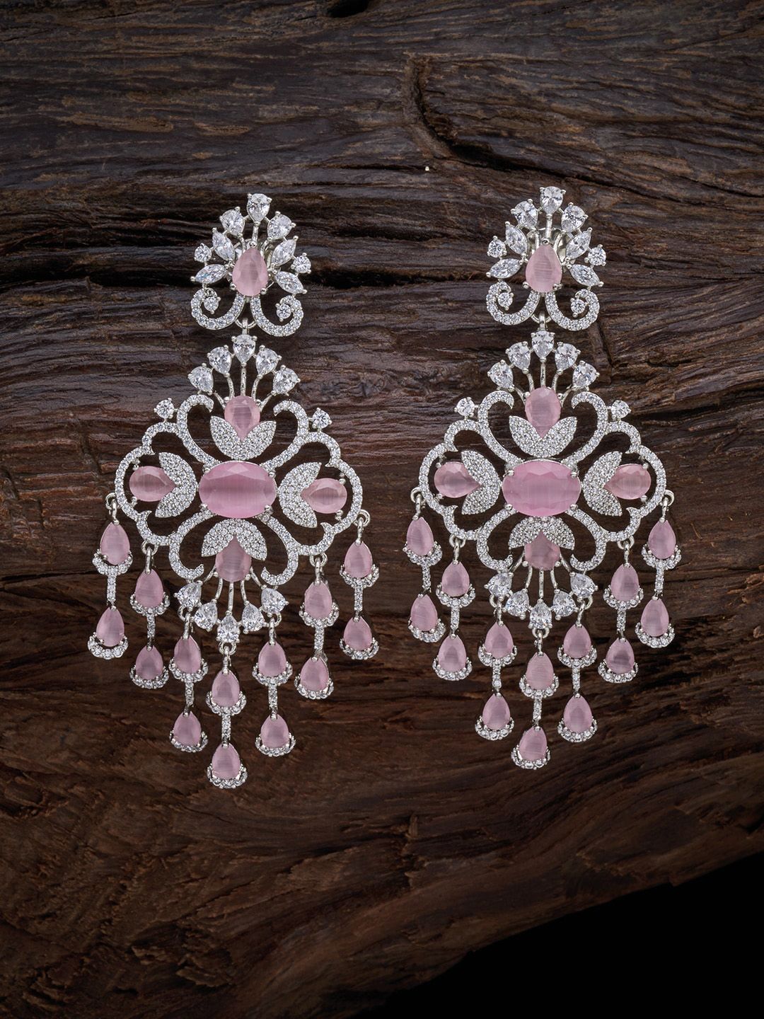 Kushal's Fashion Jewellery Pink Floral Drop Earrings Price in India