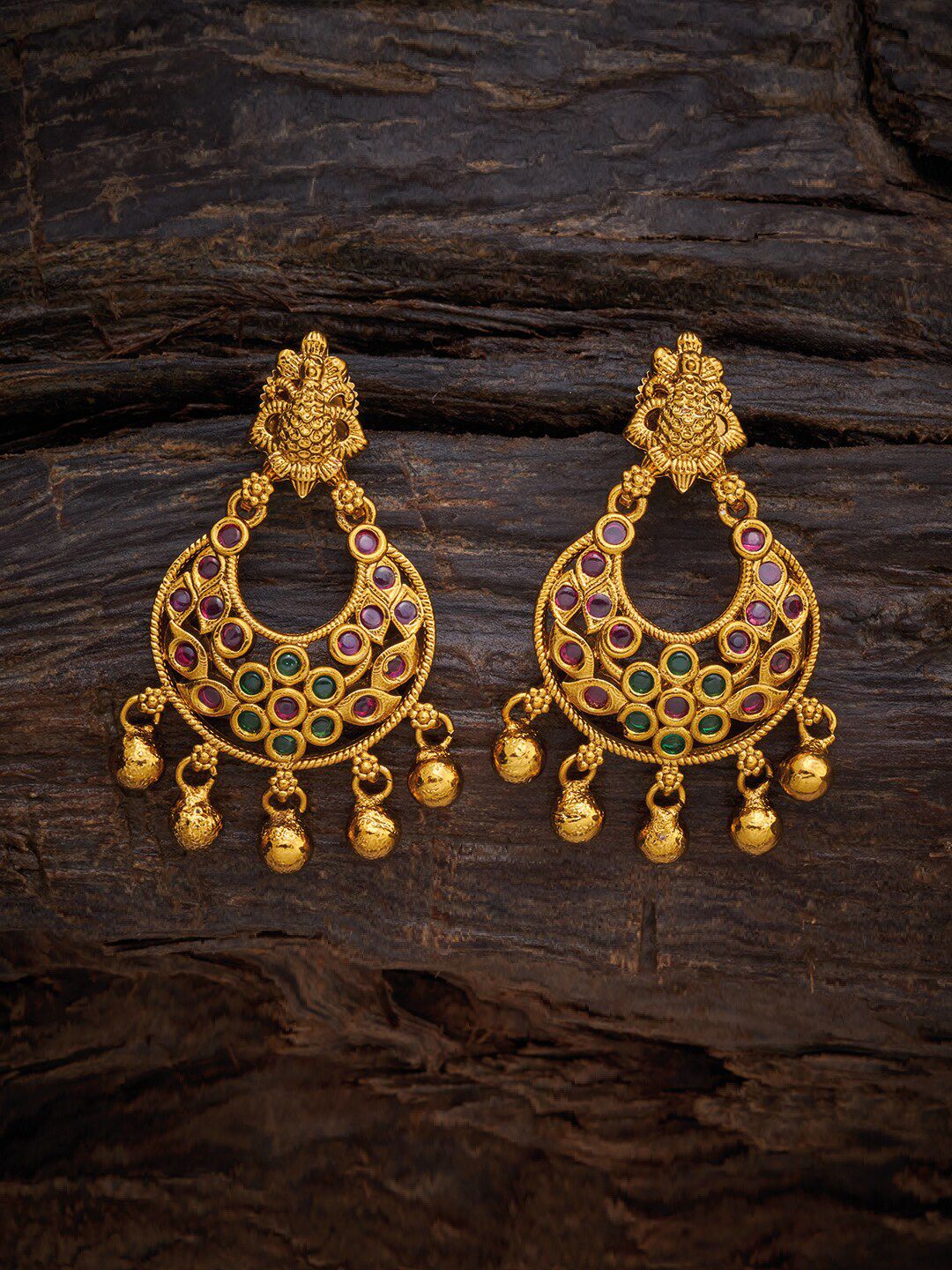 Kushal's Fashion Jewellery Red Crescent Shaped Drop Earrings Price in India