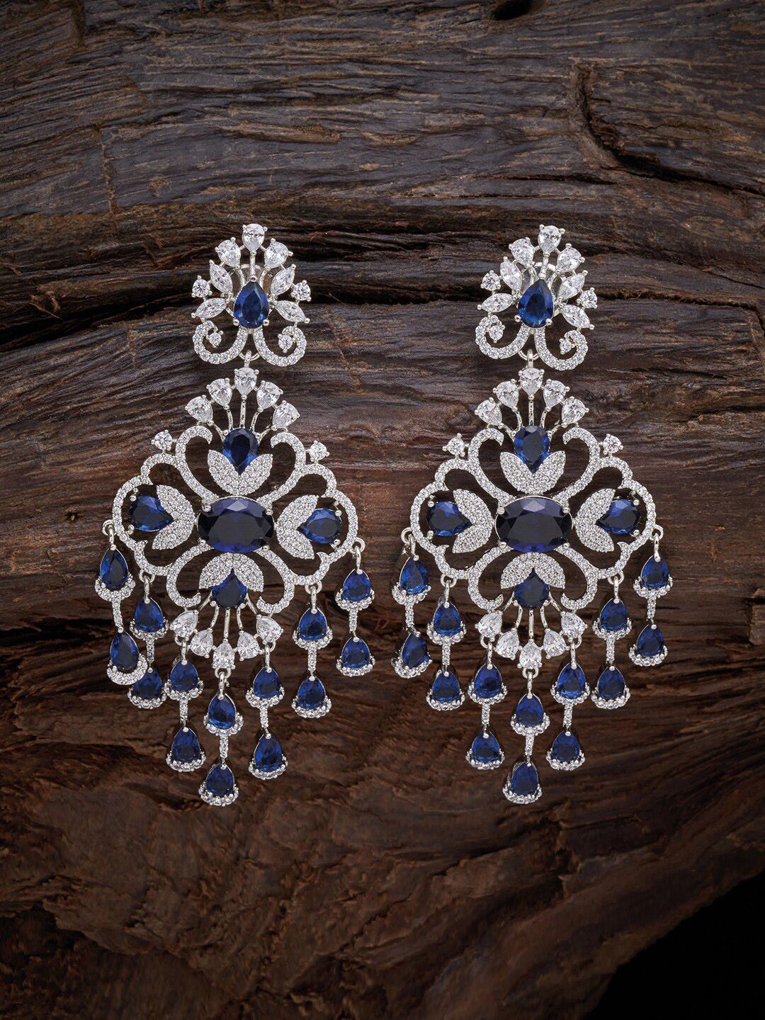 Kushal's Fashion Jewellery Blue Floral Drop Earrings Price in India