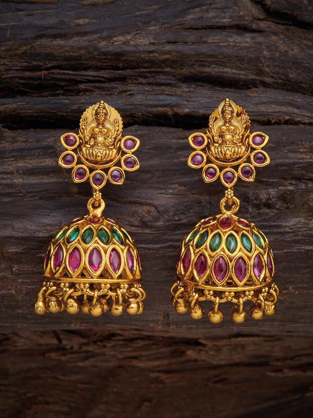 Kushal's Fashion Jewellery Red Dome Shaped Studs Earrings Price in India