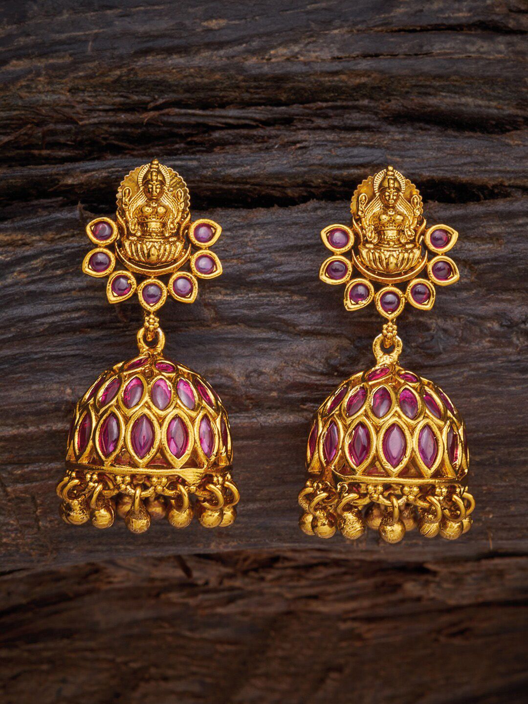 Kushal's Fashion Jewellery Red Dome Shaped Jhumkas Earrings Price in India