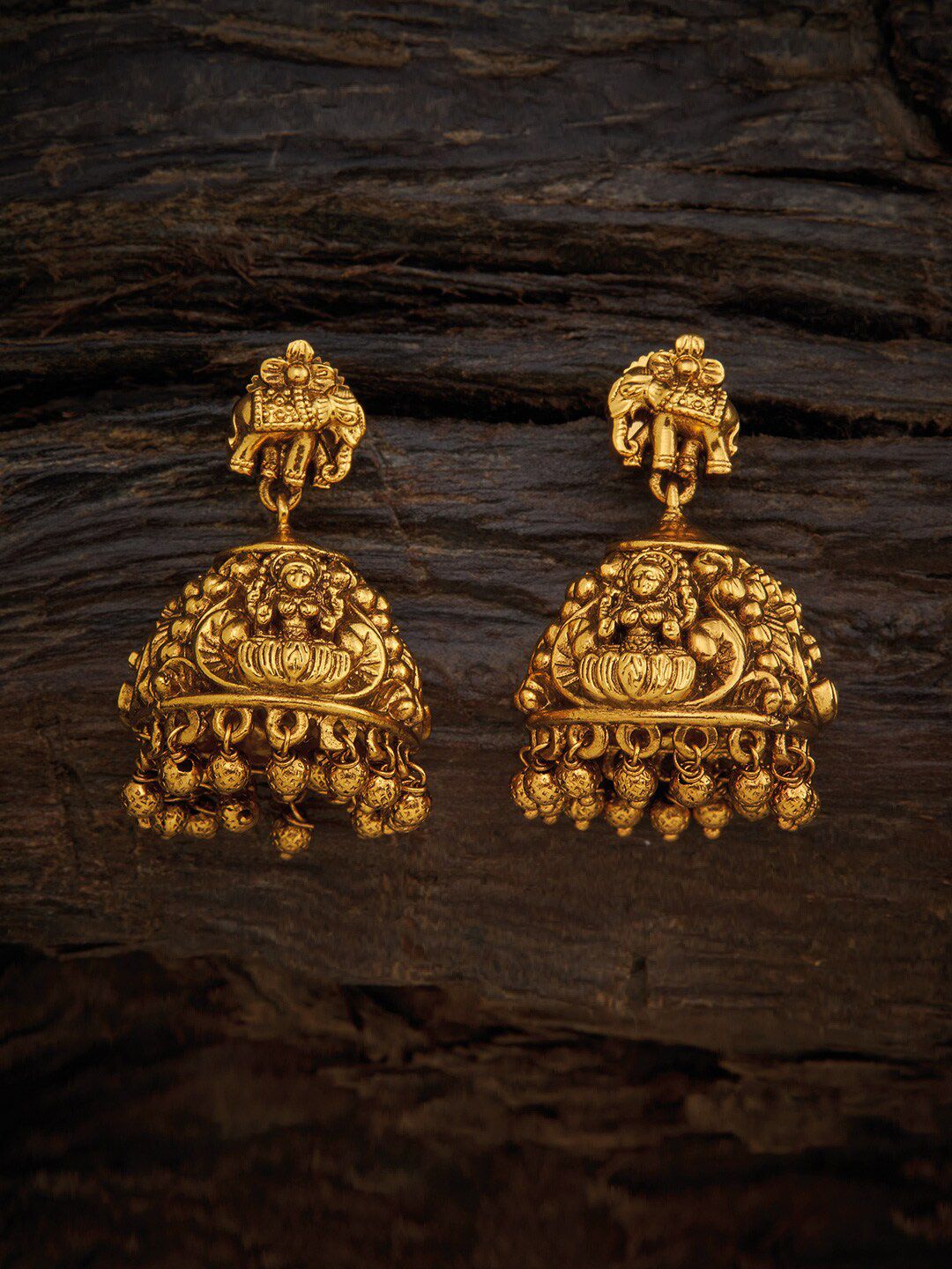 Kushal's Fashion Jewellery Gold-Toned Dome Shaped Jhumkas Earrings Price in India