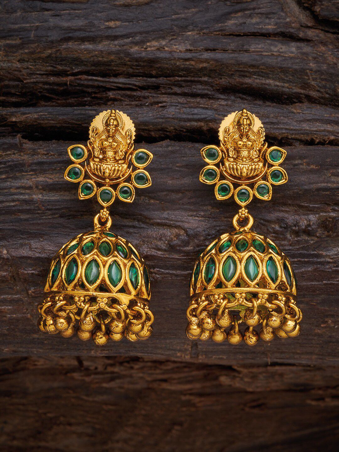 Kushal's Fashion Jewellery Green Dome Shaped Studs Earrings Price in India