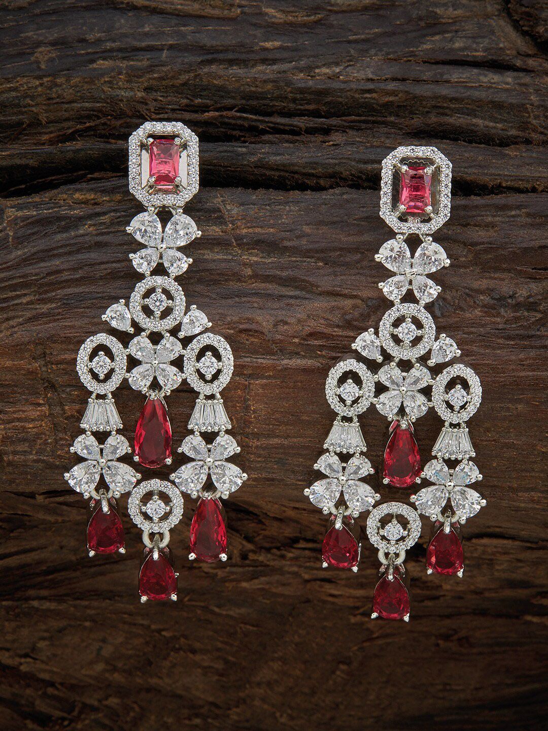 Kushal's Fashion Jewellery Red Floral Studs Earrings Price in India