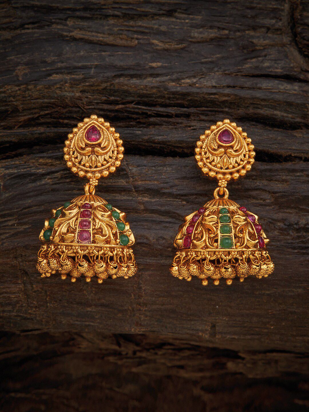 Kushal's Fashion Jewellery Red Dome Shaped Studs Earrings Price in India