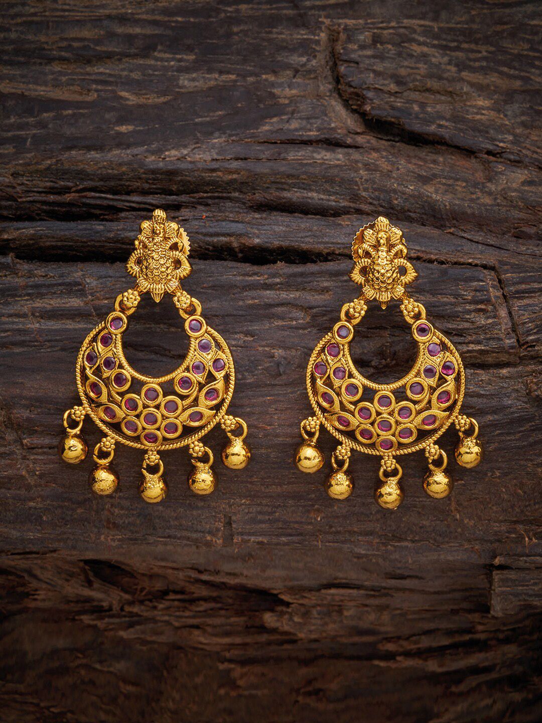 Kushal's Fashion Jewellery Red Crescent Shaped Drop Earrings Price in India