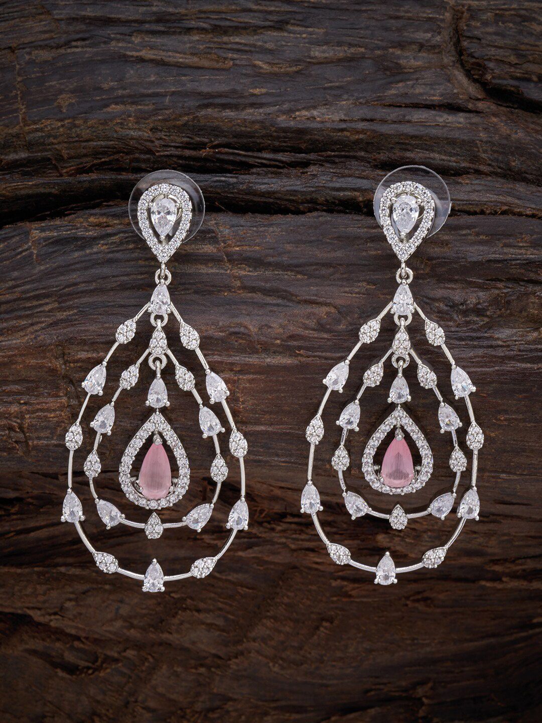 Kushal's Fashion Jewellery Pink Teardrop Shaped Studs Earrings Price in India