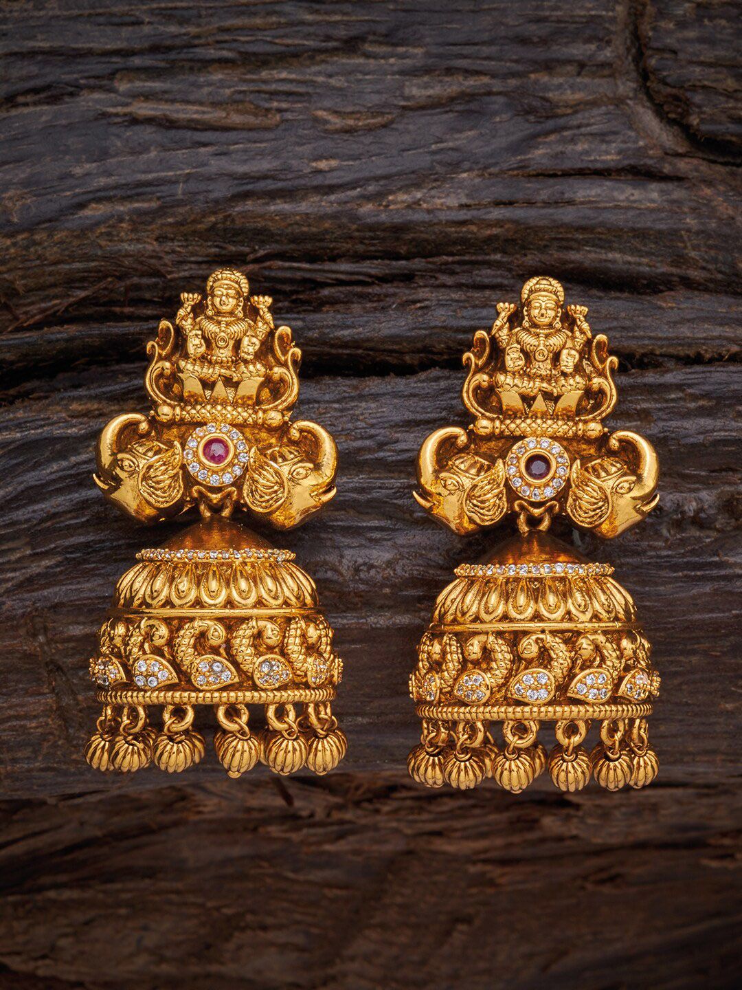 Kushal's Fashion Jewellery Red Dome Shaped Studs Earrings Price in India