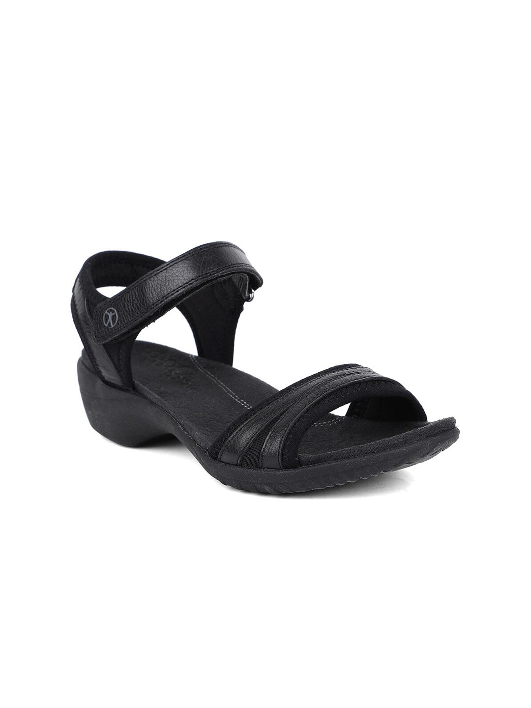 Hush Puppies Black Leather Wedge Sandals Price in India