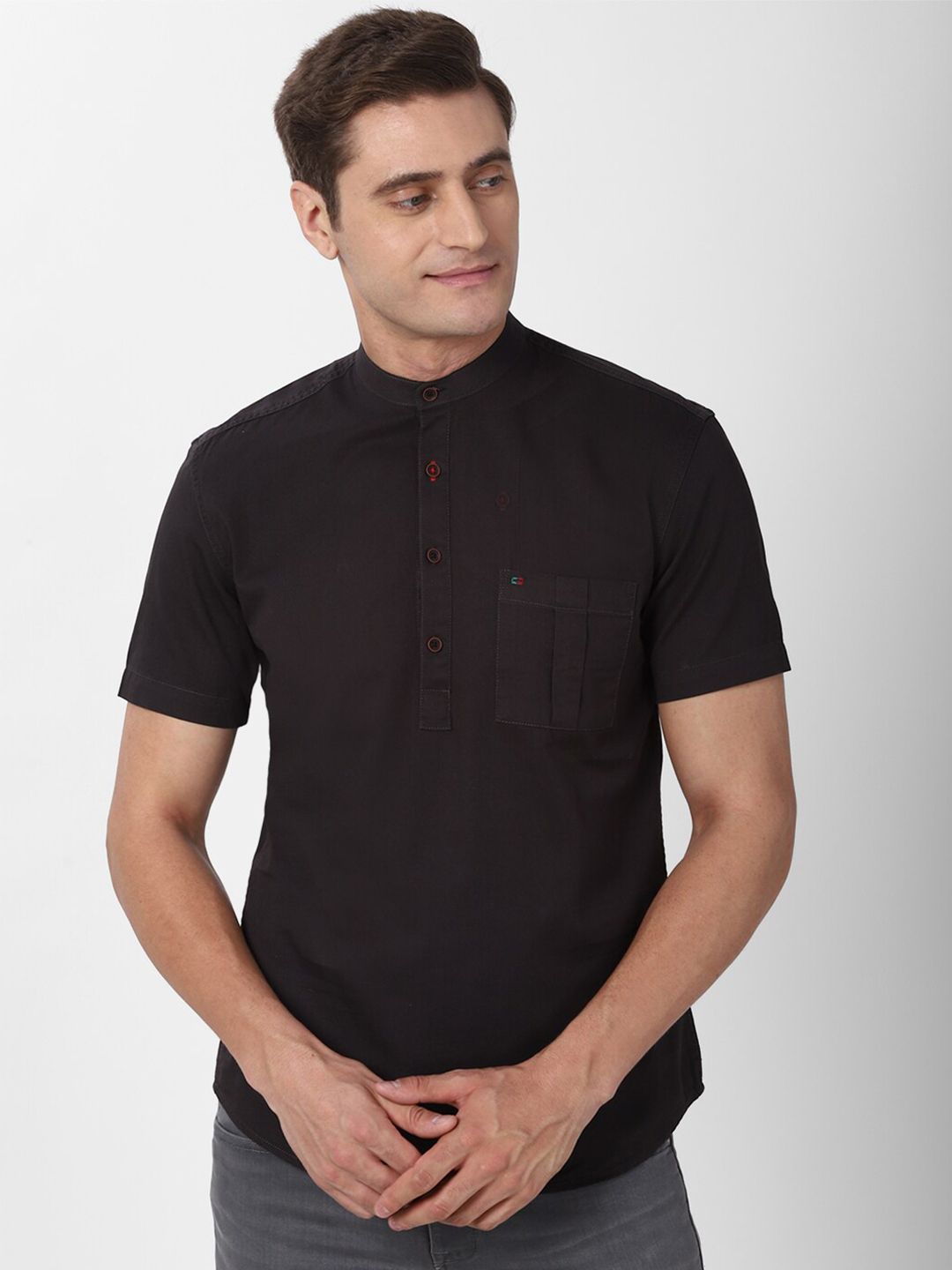 Peter England Casuals Men Black Slim Fit Casual Shirt