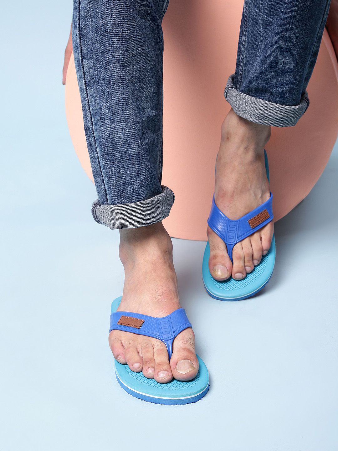 Liberty Men Blue Solid Thong Flip Flops