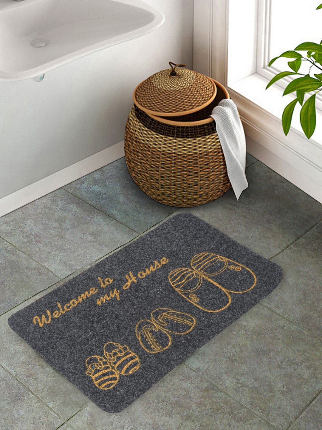 Cortina Grey Printed Coir Doormats Price in India