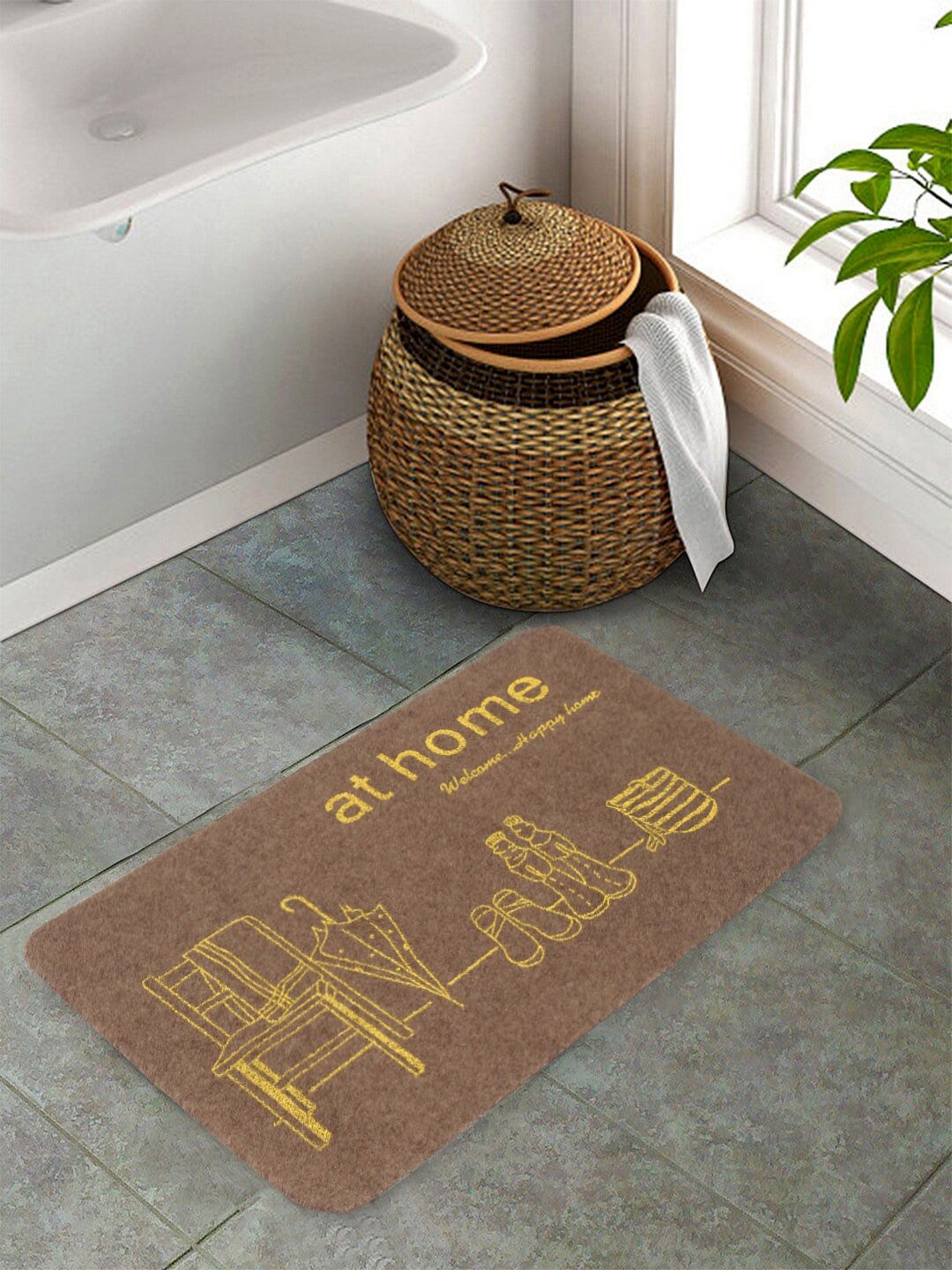 Cortina Brown & Yellow Printed Coir Doormats Price in India