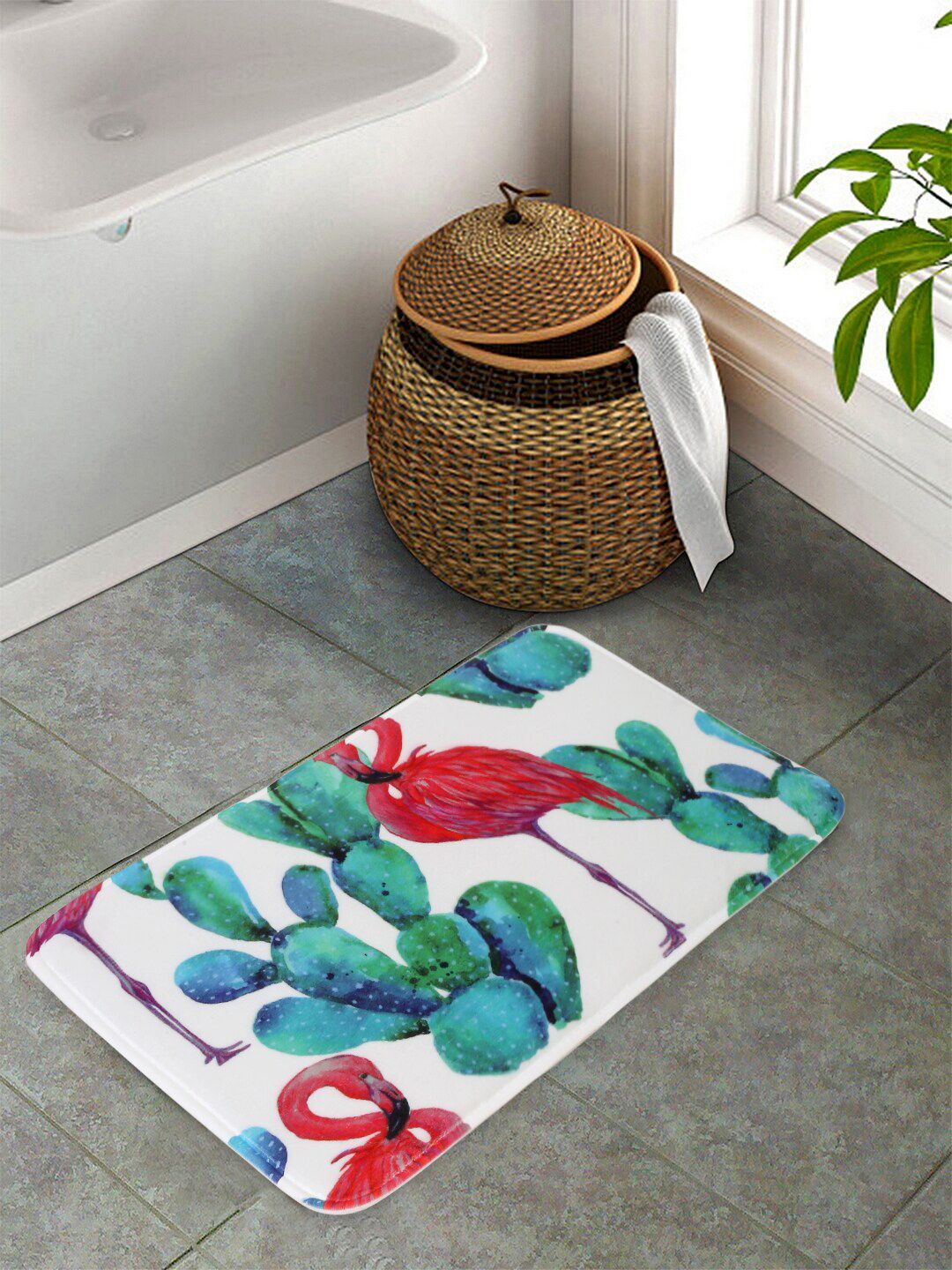 Cortina White & Blue Printed Coir Doormats Price in India