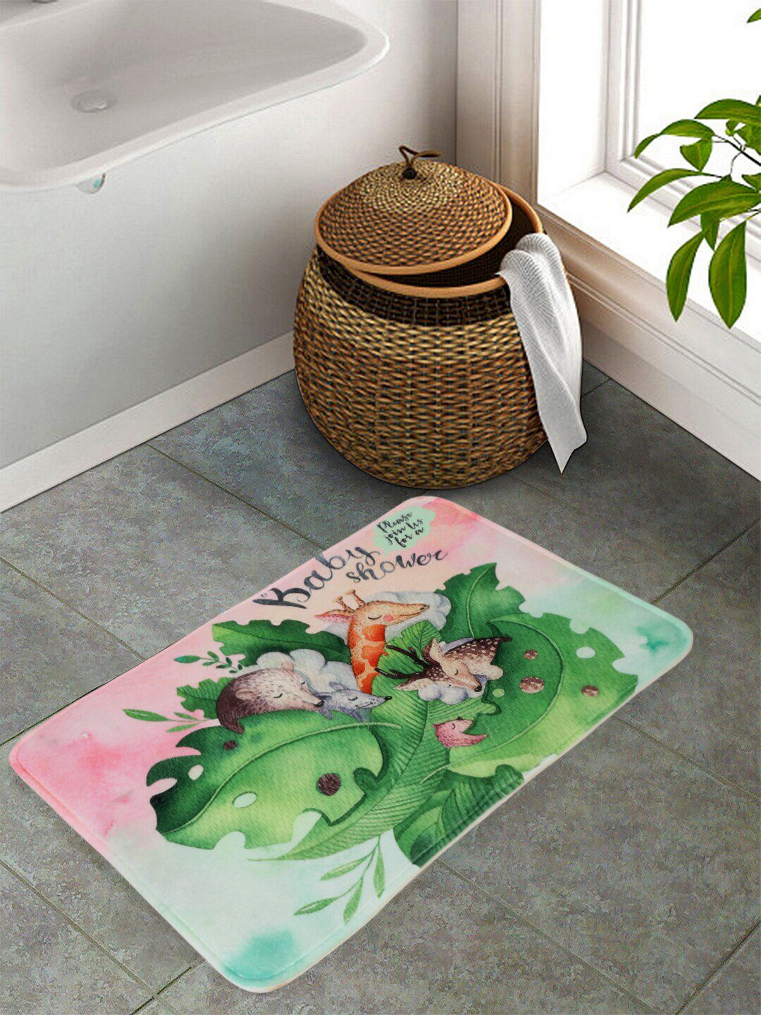Cortina  Pink & Green Printed Coir Doormats Price in India