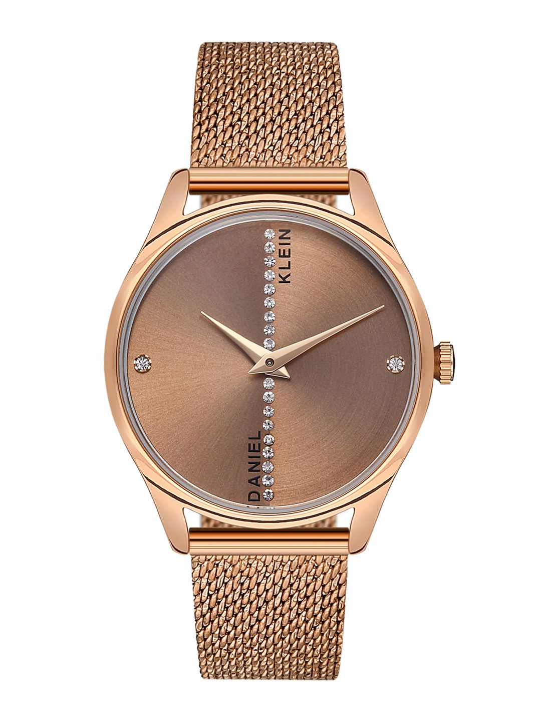 Daniel Klein Women Pink Embellished Dial & Rose Gold Toned Bracelet Style Straps Analogue Watch Price in India