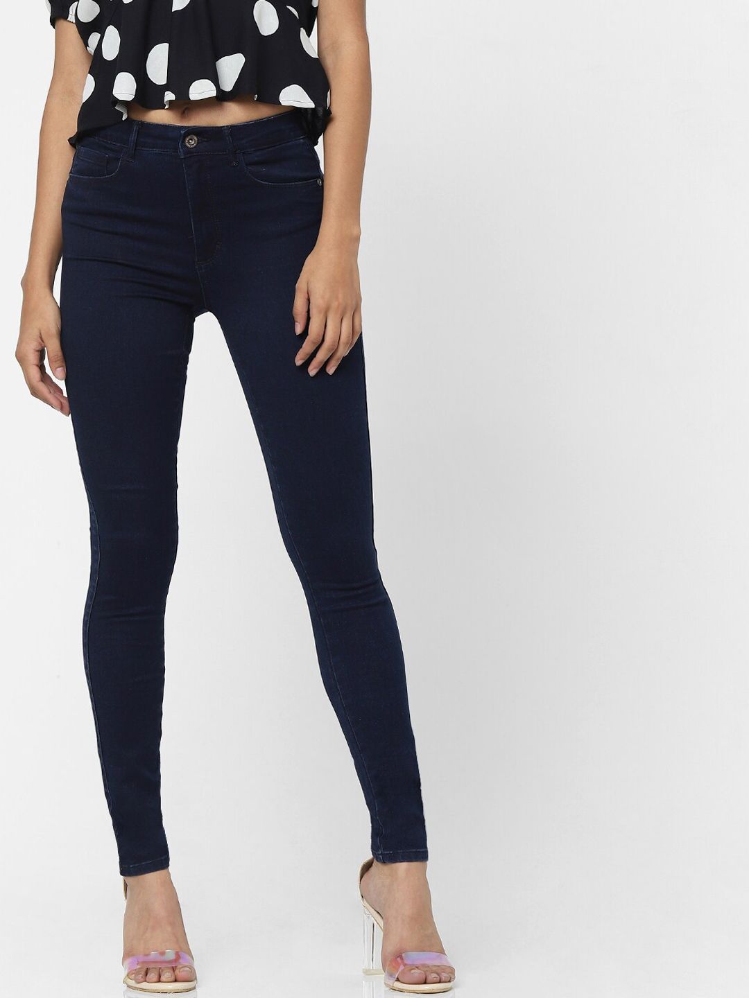 ONLY Women Blue Skinny Fit High-Rise Jeans Price in India