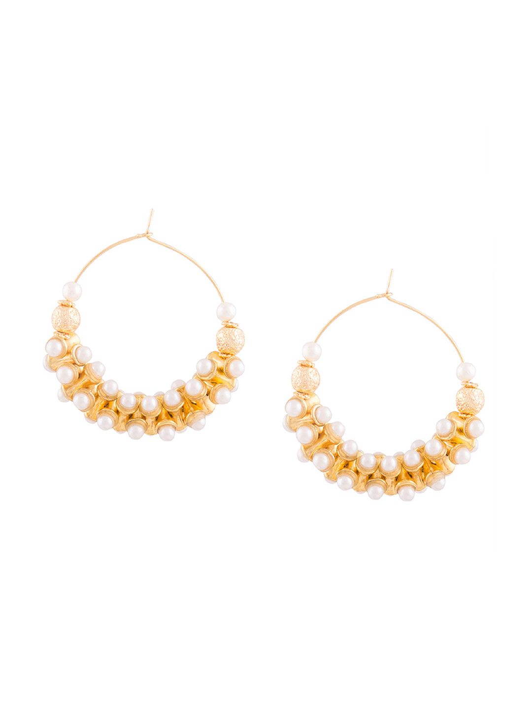 Kshitij Jewels Gold-Toned Contemporary Hoop Earrings Price in India