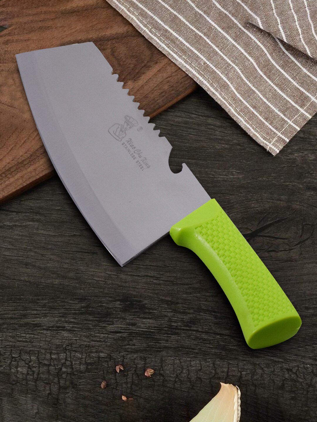 Gallery99 Green & Silver-Toned Solid Stainless Steel Cutting Knife Price in India