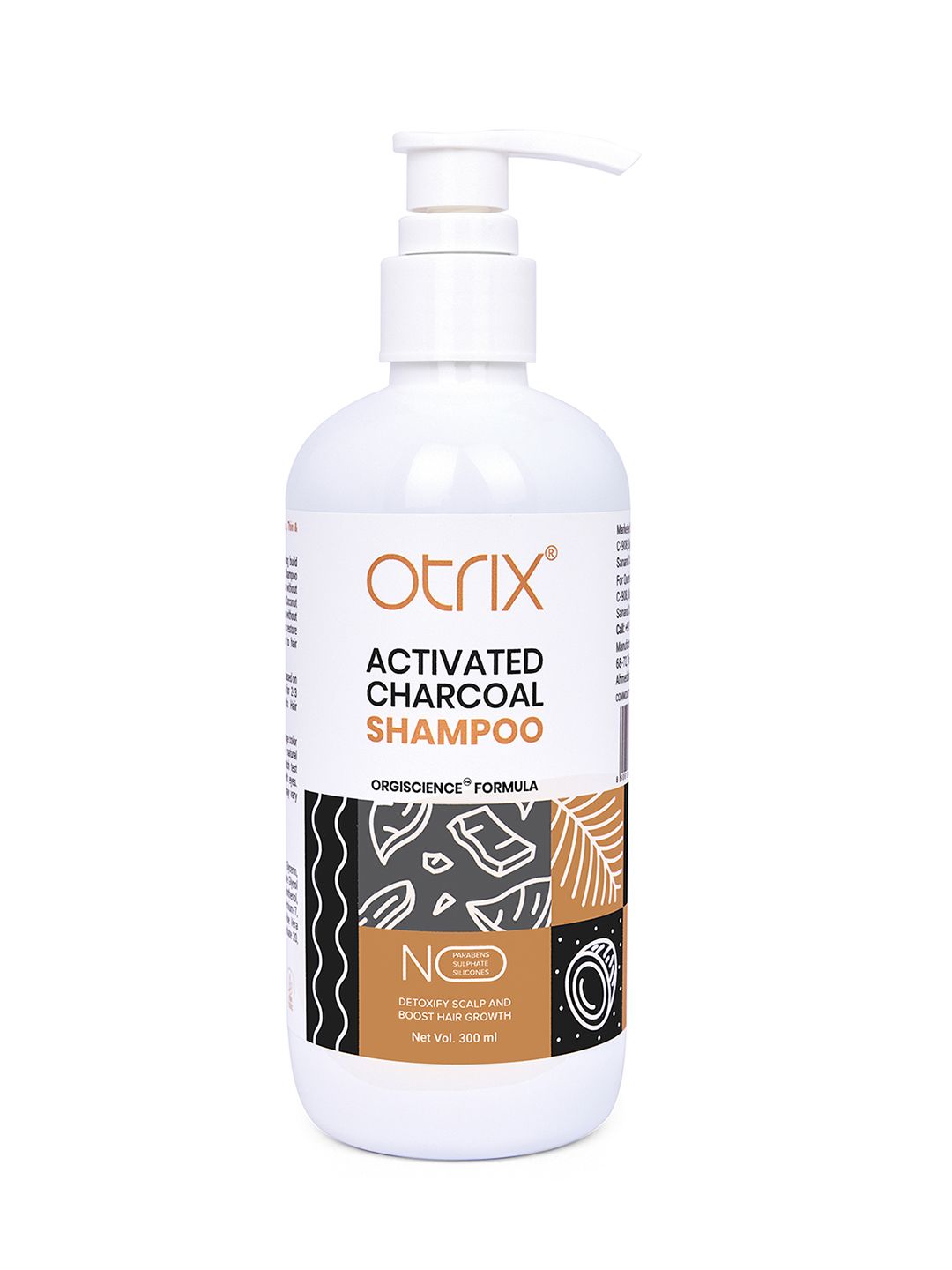 Otrix Activated Coconut Charcoal Shampoo for Healthier & Frizz Free Hair - 300 ml