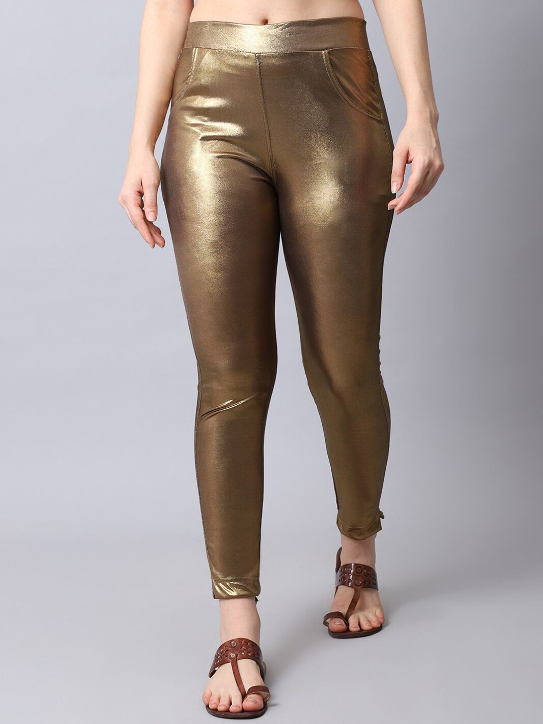 TAG 7 Women Copper Solid Ankle-Length Leggings Price in India