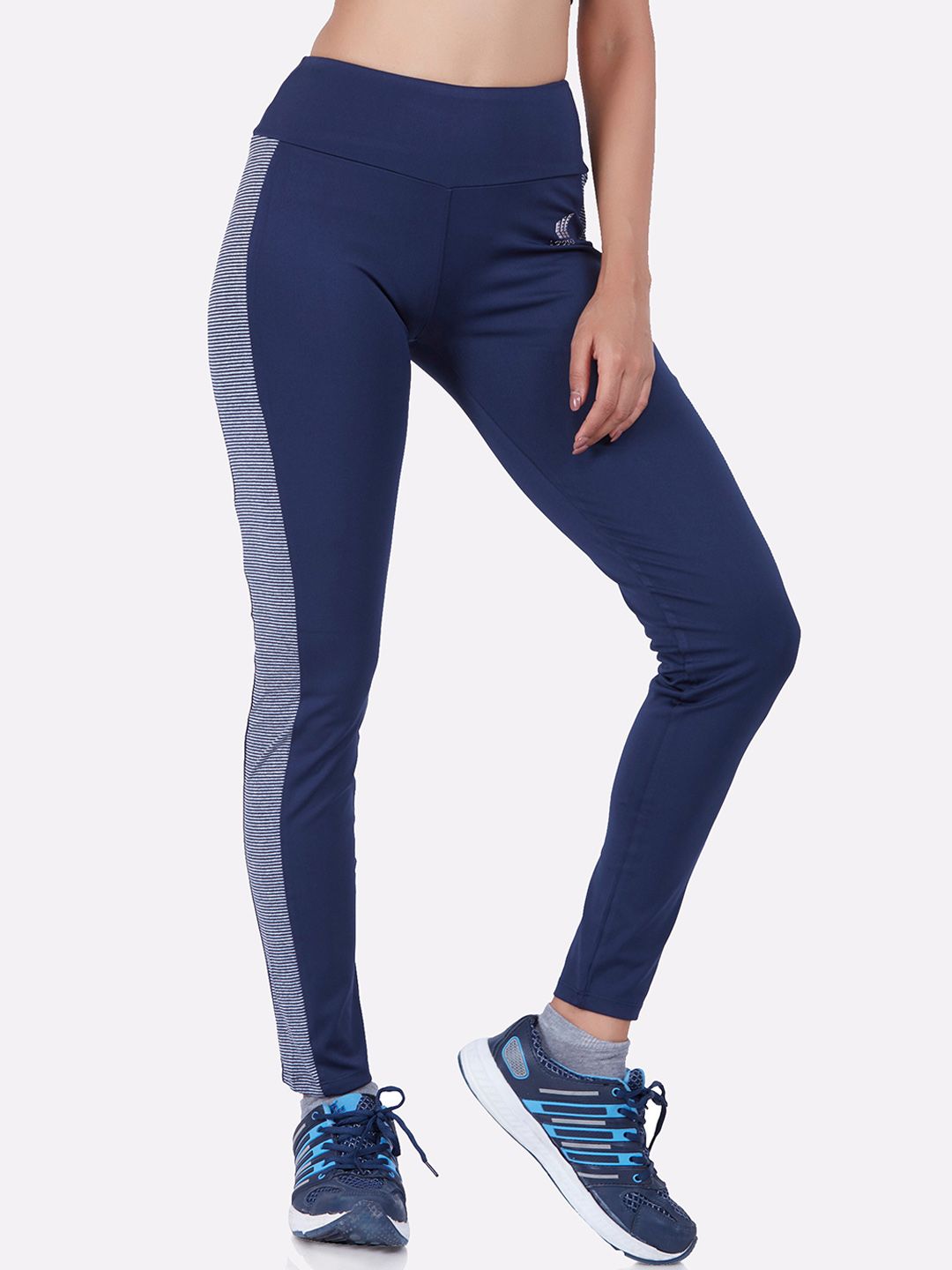 LAASA  SPORTS Women Navy Blue Striped Tights Price in India