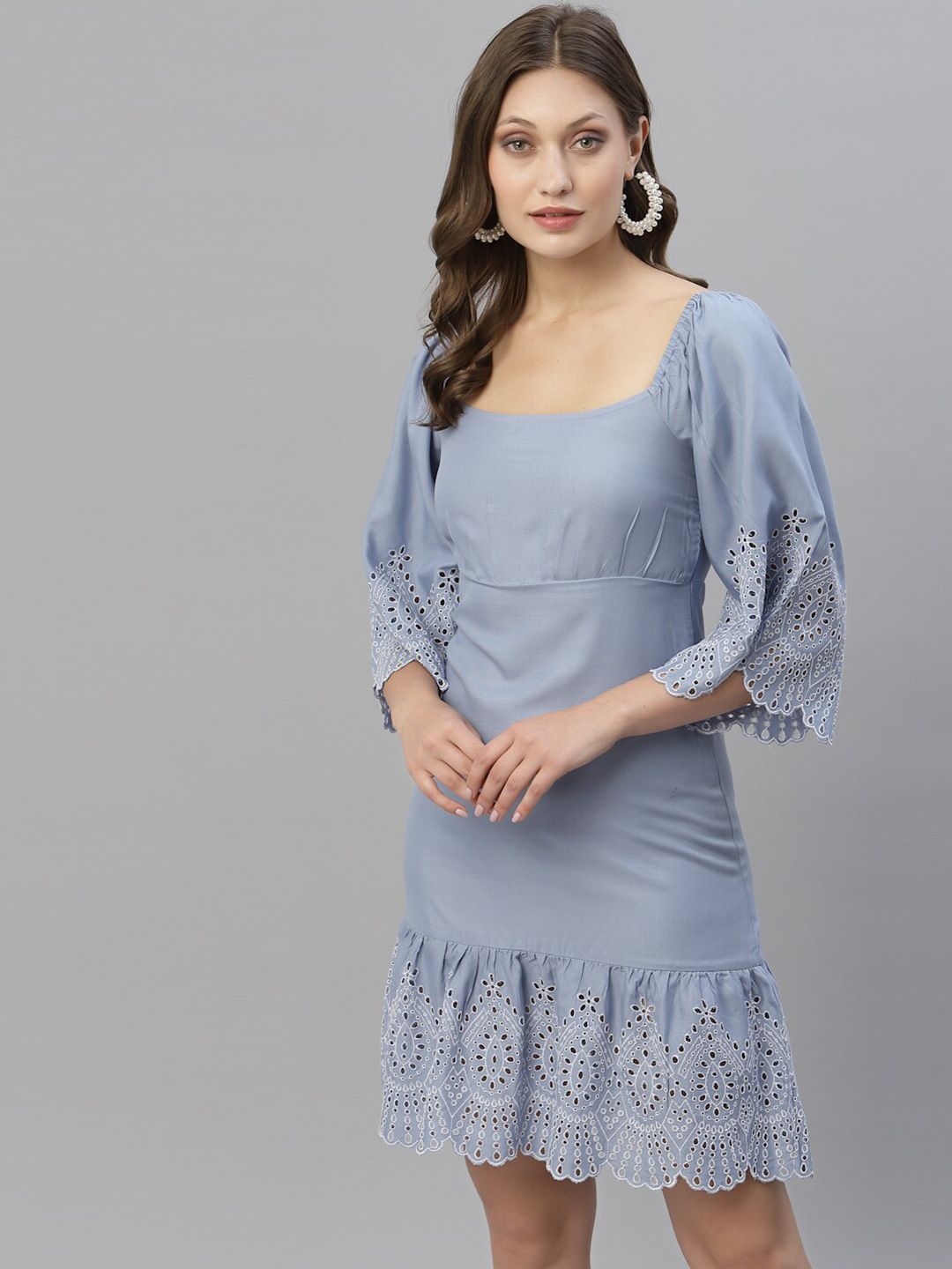 KASSUALLY Blue A-Line Dress Price in India