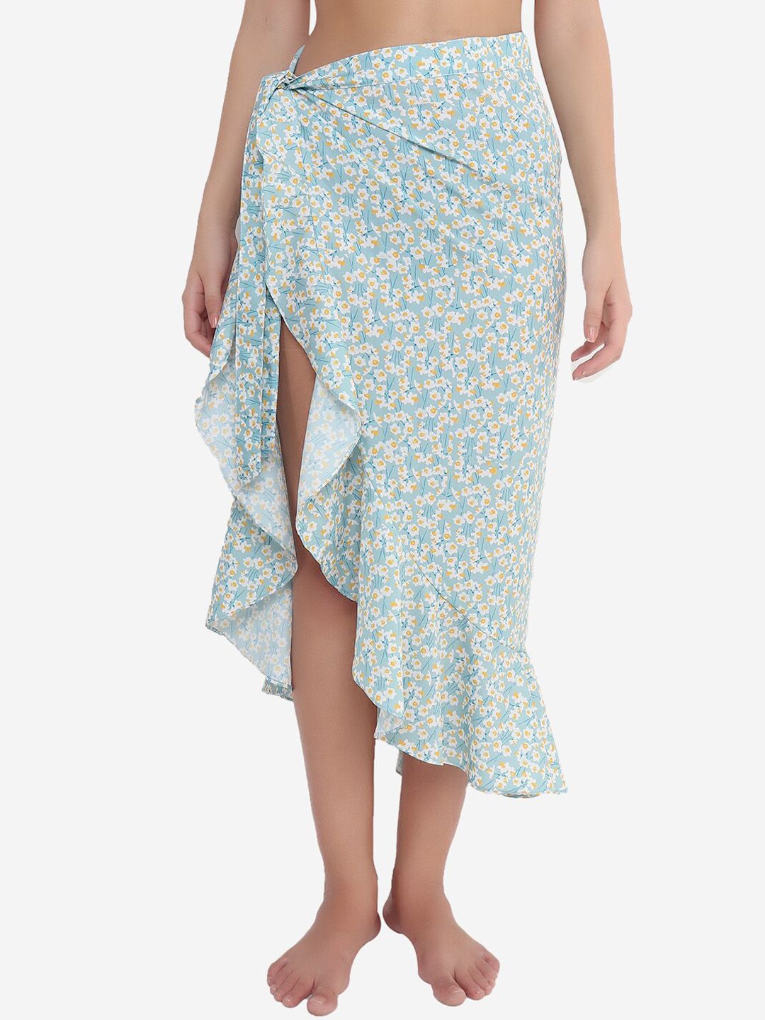 Beau Design Women Blue Printed Cover-Up Skirt Price in India