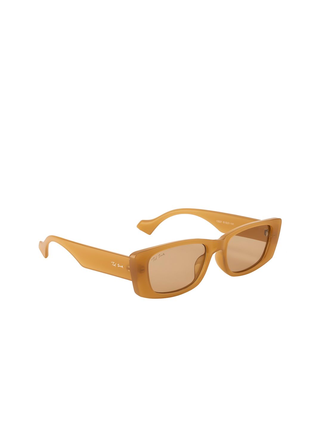 Ted Smith Unisex Brown Lens & Brown Rectangle Sunglasses with UV Protected Lens Price in India