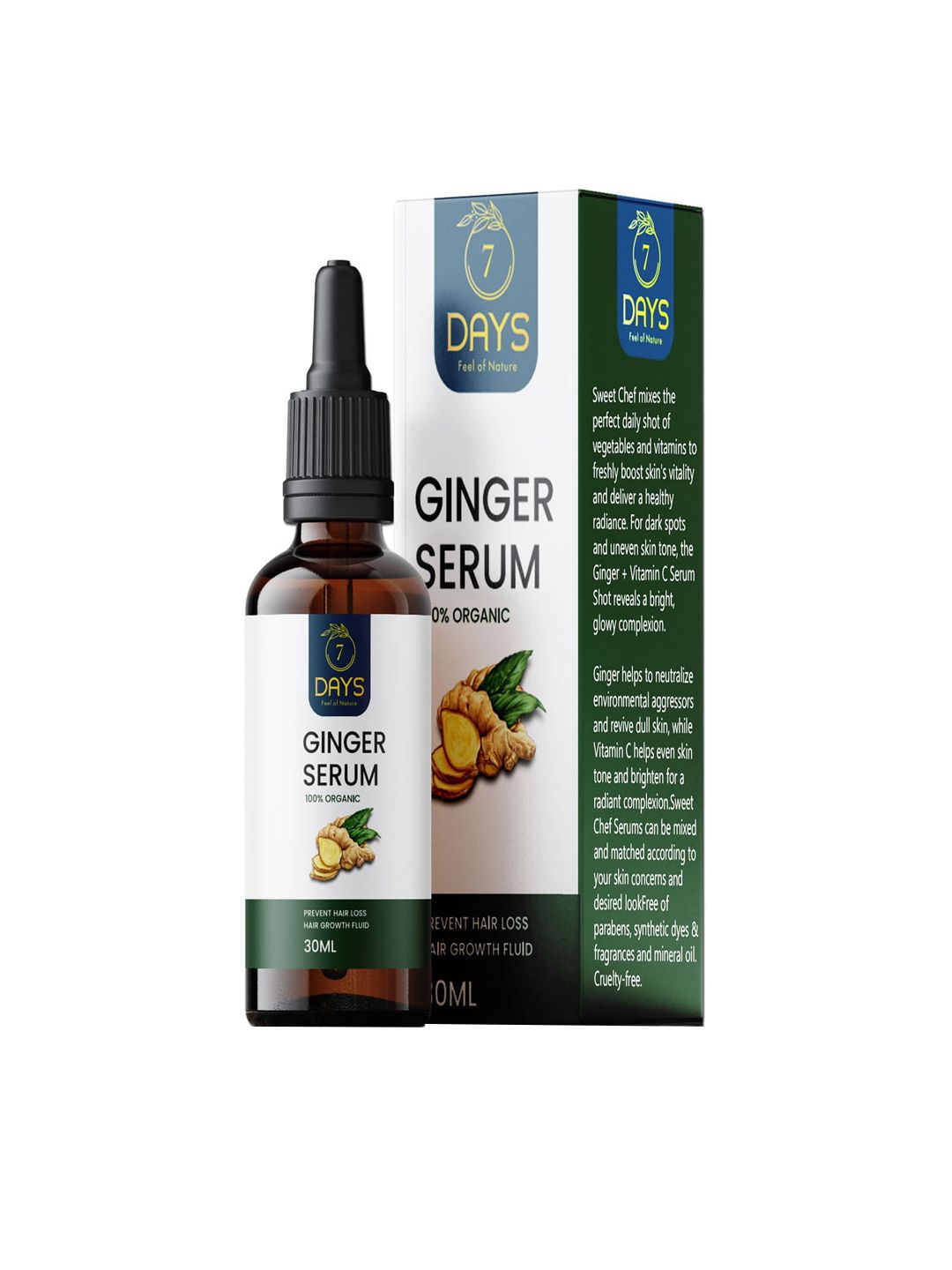 7 DAYS Organic Ginger Serum - Prevents Hair Loss - 30ml Price in India