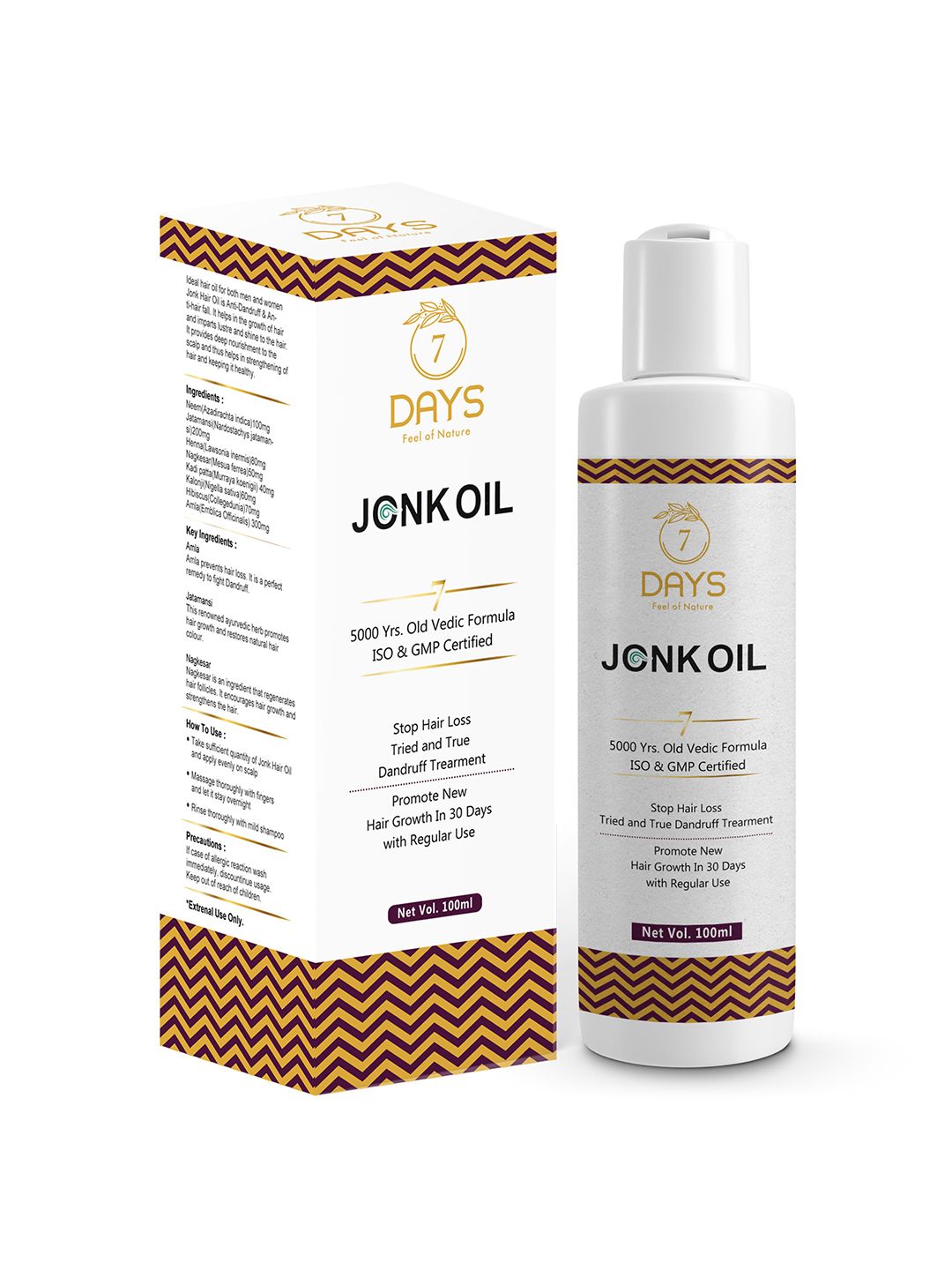 7 DAYS Jonk Oil Hair Regrowth Oil To Control Hair Fall & Dandruff - 120 ml