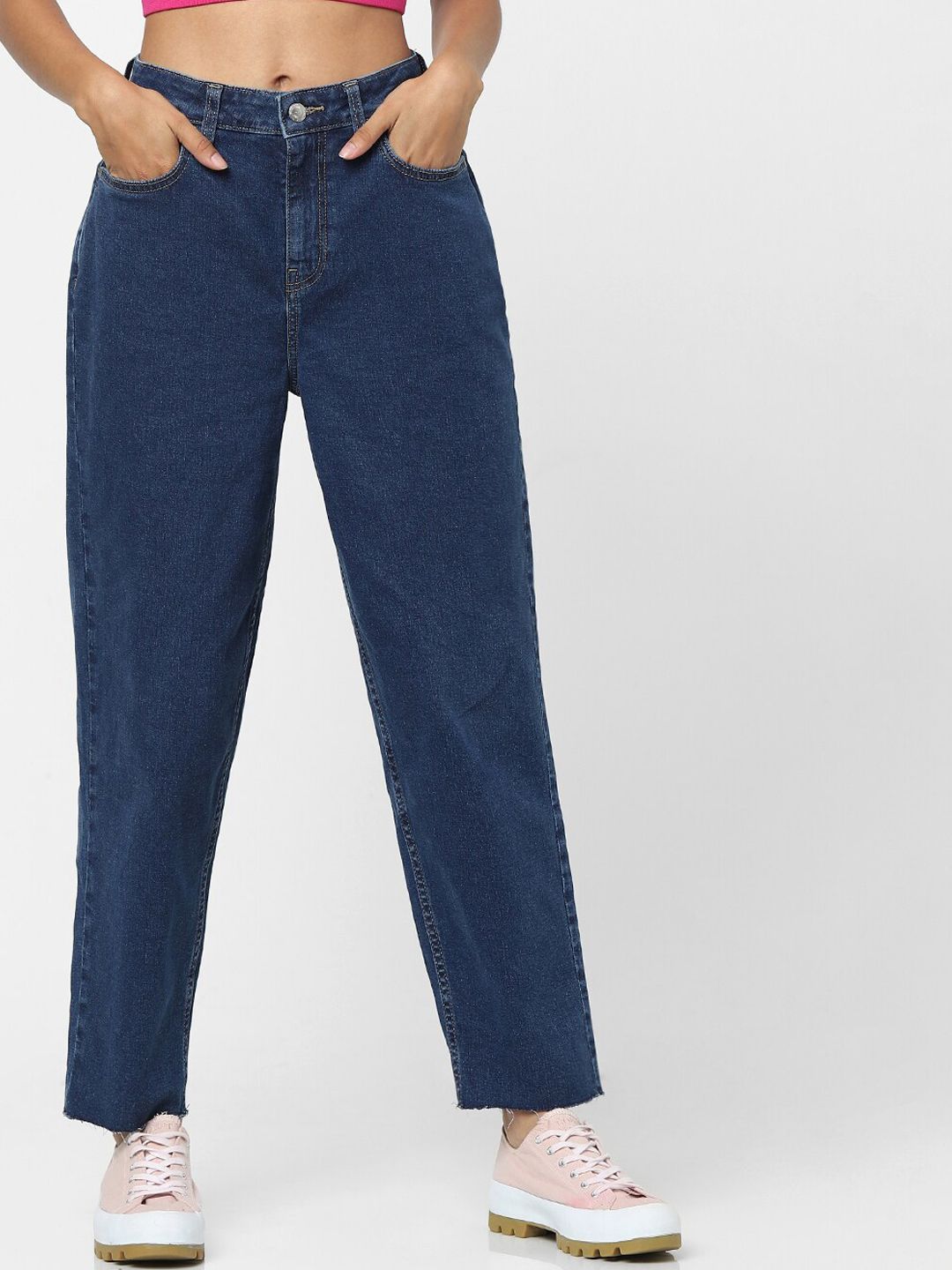 ONLY Women Blue Straight Fit High-Rise Jeans Price in India
