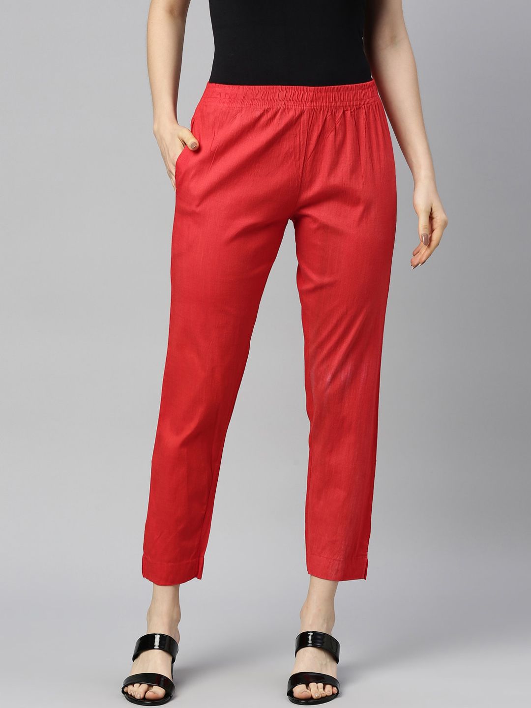 GOLDSTROMS Women Red Trousers Price in India
